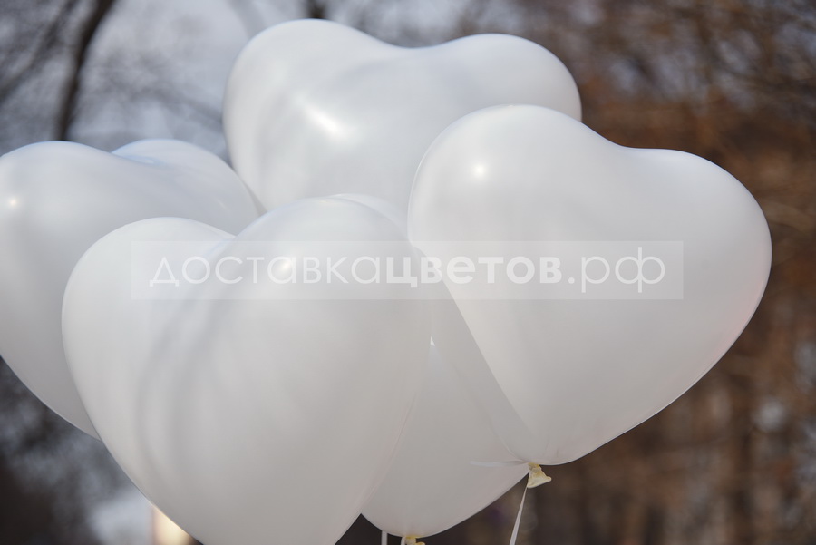 Воздушные шары Белые сердца